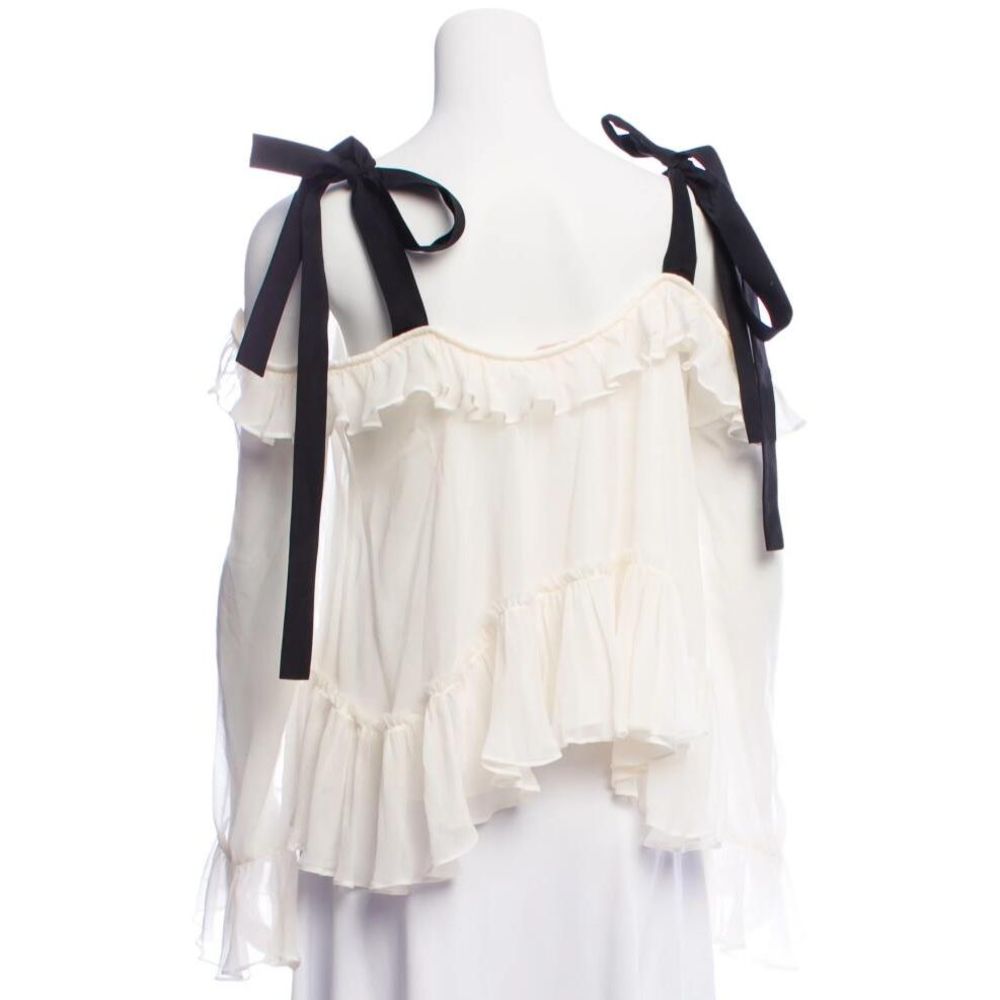 CINQ À SEPT Silk Ruffle Long Sleeve Top, Size S